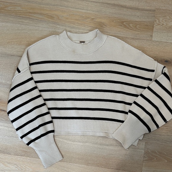 Free People oversized cropped striped sweater S - Picture 1 of 4